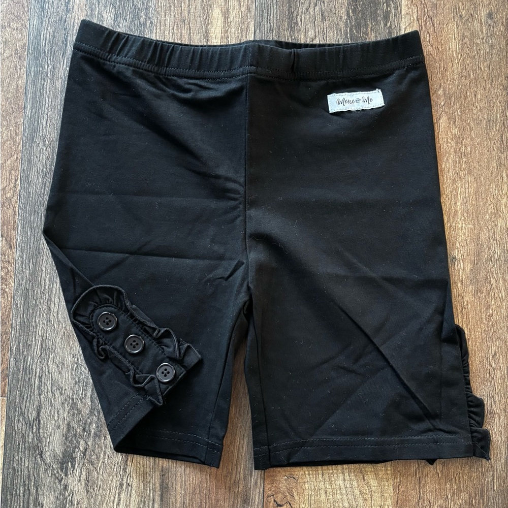 Merce and Me Black Ruffle Button Shorts